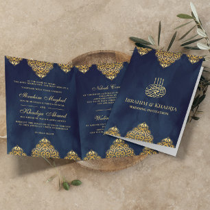 Invitation Marine Blue Gold Motif islamique Motif musulman Ma