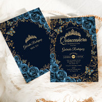 Marine Blue Gold Quinceanera