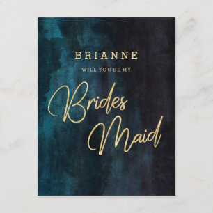 Invitation Marine Blue & Gold Serez-Vous Ma Femme D'Accueil