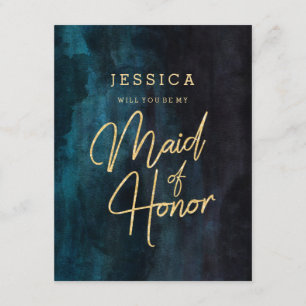 Invitation Marine Blue & Gold Serez-vous ma servante d'honneu