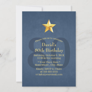 Invitation Marine Blue Gold Star 80e fête d'anniversaire