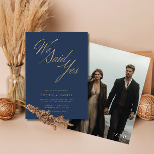 Invitation Marine Blue Golden Script Nous Avons Dit Oui Budge