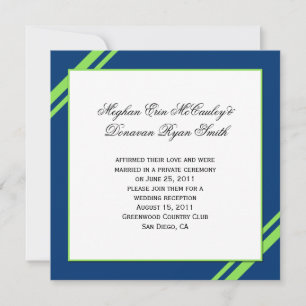 Invitation Marine Blue Lime Green Stripes Post Mariage