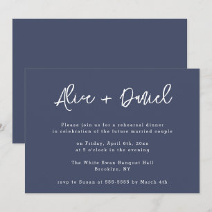 Invitation Marine Blue Modern Names Répétition Dîner Invitati