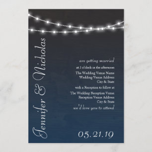 Invitation Marine Blue Ombre Lumières Typographie Mariage Inv
