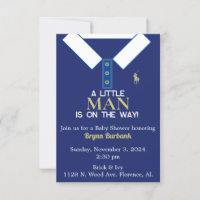 Marine Blue Polo Chemise Logo Baby shower Invitati