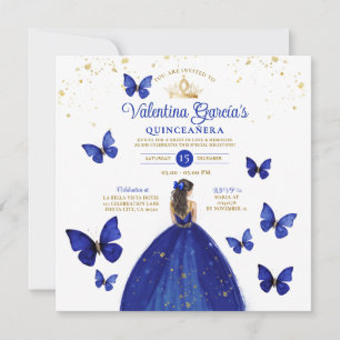 Invitation Marine Blue Quinceañera 15 Anos Butterfly Annivers