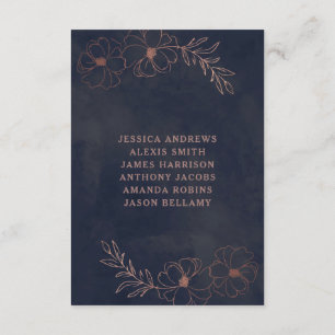 Invitation Marine Blue & Rose Gold Foil Mariage Numéros de ta