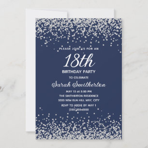 Invitation Marine Blue Silver Diamond Parties scintillant 18e