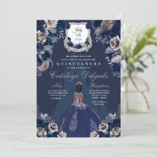 Invitation Marine Blue & Silver Princess Castle Quinceañera