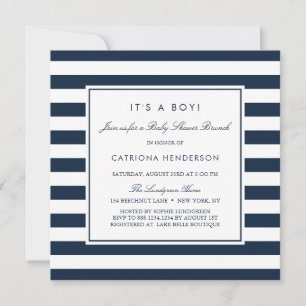 Invitation Marine Blue Stripes C'est un garçon Baby shower Br