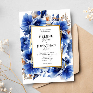 Invitation Marine Blue Terracotta Floral Garden Mariage éléga