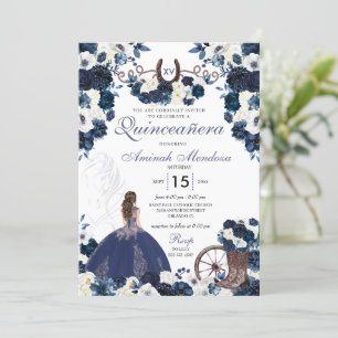 Invitation Marine Blue Western Charra Bottes florales Quincea