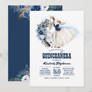 Invitation Marine Blue Western Quinceañera - 15e anniversaire