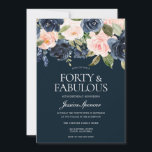 Invitation Marine & Blush Flowers 40e fête d'anniversaire<br><div class="desc">Navy & Blush Flowers 40th Birthday Party Invitation Belles Fleurs modernes parfaites pour toutes les saisons. Printemps,  été,  automne ou hiver Voir la collection correspondante à Niche et Nest Store Nous avons aussi beaucoup d'autres Invitation et collections.</div>
