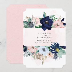 Invitation Marine Blush Rose Floral Serez-Vous Ma Femme D'Acc