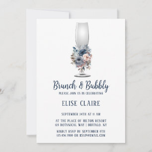 Invitation Marine Blush Roses Roses Rose Bleu Brunch & Bubbly