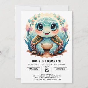 Invitation Marine Bohemian Children's Turtle Boy Anniversaire