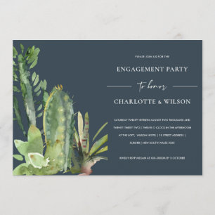 INVITATION MARINE BOHO DESERT CACTI SUCCULENT FAUNA FIANÇAILL
