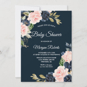Invitation Marine botanique & Blush Floral Neutral Baby showe
