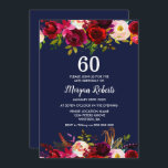 Invitation Marine Bourgogne Floral 60e anniversaire Invitatio<br><div class="desc">Marine Bleu Bourgogne Floral Élégant 60e anniversaire Invitation de fête Voir la collection correspondante dans Niche et Nest Store</div>