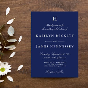 Invitation Marine branchée et Mariage blanc