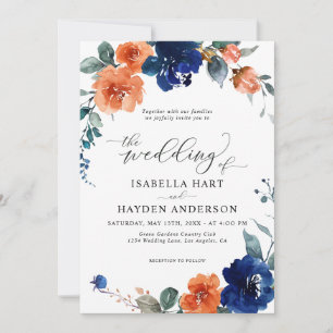 Invitation Marine Brûlé Orange Floral rouille Orange Boho Mar