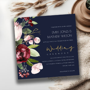 INVITATION MARINE BURGUNDY BURGUNDY PROTEA PEONY MARIAGE FLOR