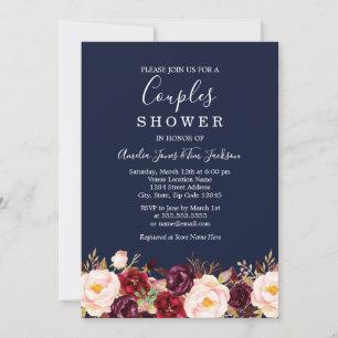 Invitation Marine Burgundy Marsala Mariage Couples douche