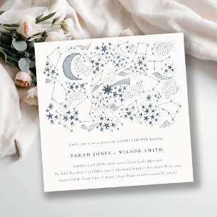 Invitation Marine Céleste Starry Night Moon Couples Douche