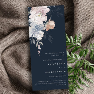 Invitation Marine Chic Blush Aquarelle Florale Mariage