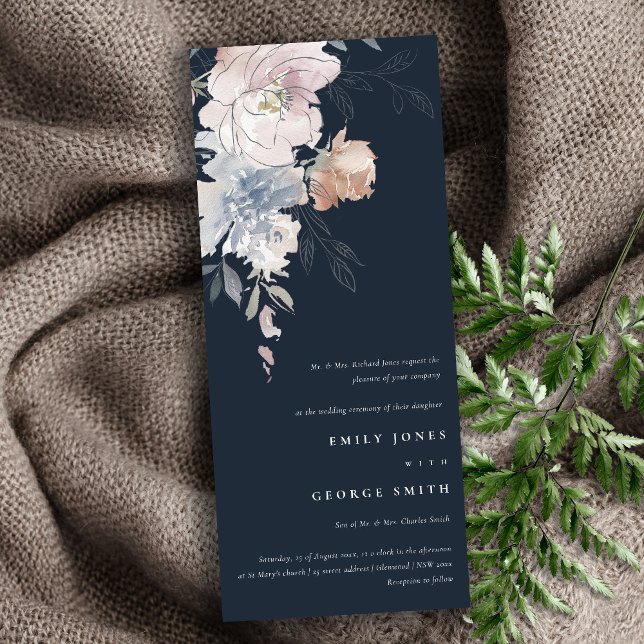 Invitation Marine Chic Blush Aquarelle Florale Mariage (Créateur téléchargé)