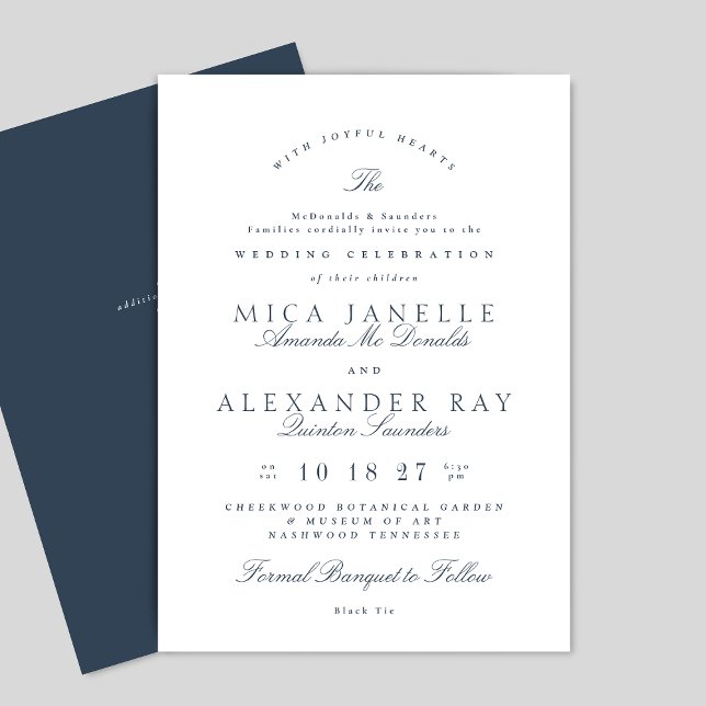 Invitation Marine Classique Bleu Élégant Calligraphie Formell (Créateur téléchargé)