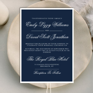 Invitation Marine classique Bleu Nautique Élégant QR