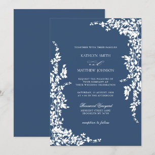 Invitation Marine Classique Vintage Jardin Floral Mariage