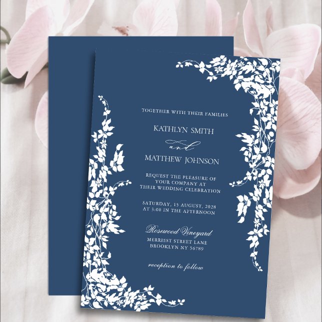 Invitation Marine Classique Vintage Jardin Floral Mariage (Créateur téléchargé)
