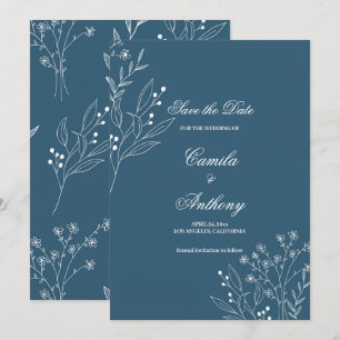 Invitation Marine Corner Floral Boho Mariage