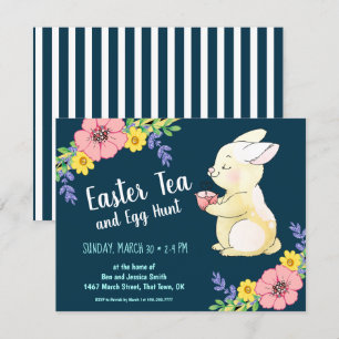 Invitation Marine de lapin de ressort de chasse à thé et à