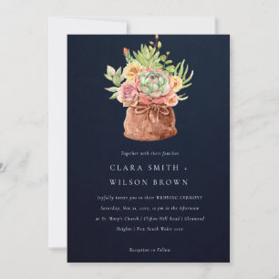 INVITATION MARINE DÉSERT SUCCULENT CACTI FOLIAGE MARIAGE BUNC