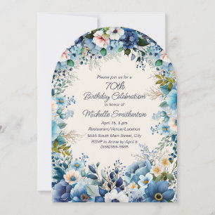Invitation Marine Dusty Bleu Blanc Floral 70e Arc Anniversair