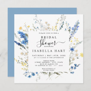 Invitation Marine Dusty Blue Dainty Wild Floral Fête des mari