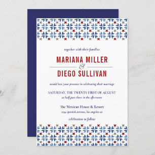 Invitation Marine espagnole et Carrelage rouge mariage médite