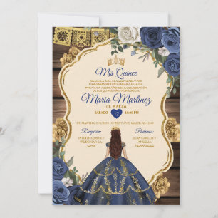 Invitation Marine espagnole Floral Wood Princess Quiñceanera