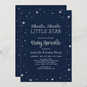 Invitation Marine et Argent   Baby shower Twinkle Little Star