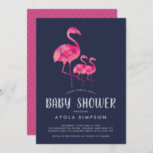 Invitation Marine et Flamants roses roses Jumeaux Baby shower