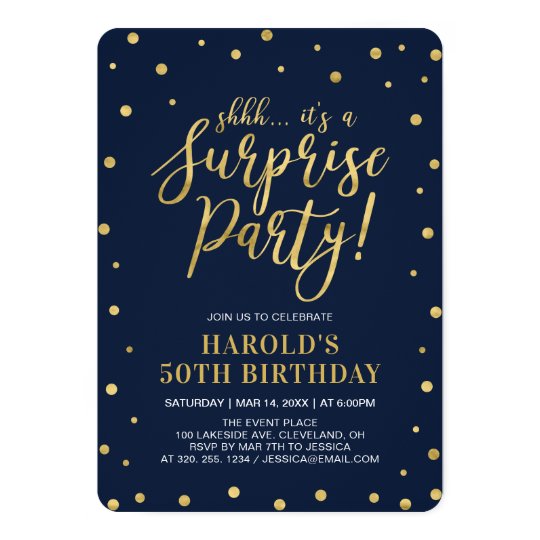 Invitation Marine Et Or 50e Anniversaire Surprise Adulte Zazzle Fr