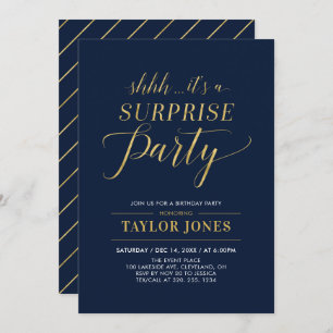 Invitation Marine et Or   Fête d'anniversaire surprise modern