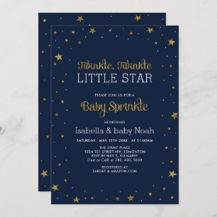 Invitation Marine et Or   Twinkle Little Star Baby Sprinkle