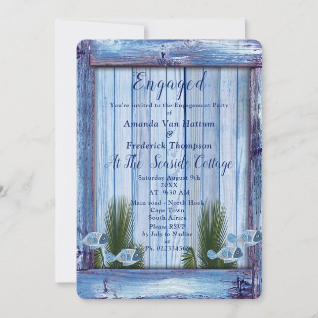 Invitation Marine - Fiançailles de bois et de poisson bleu (Devant)