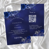 Marine fleurs bleues Code QR mariage RSVP